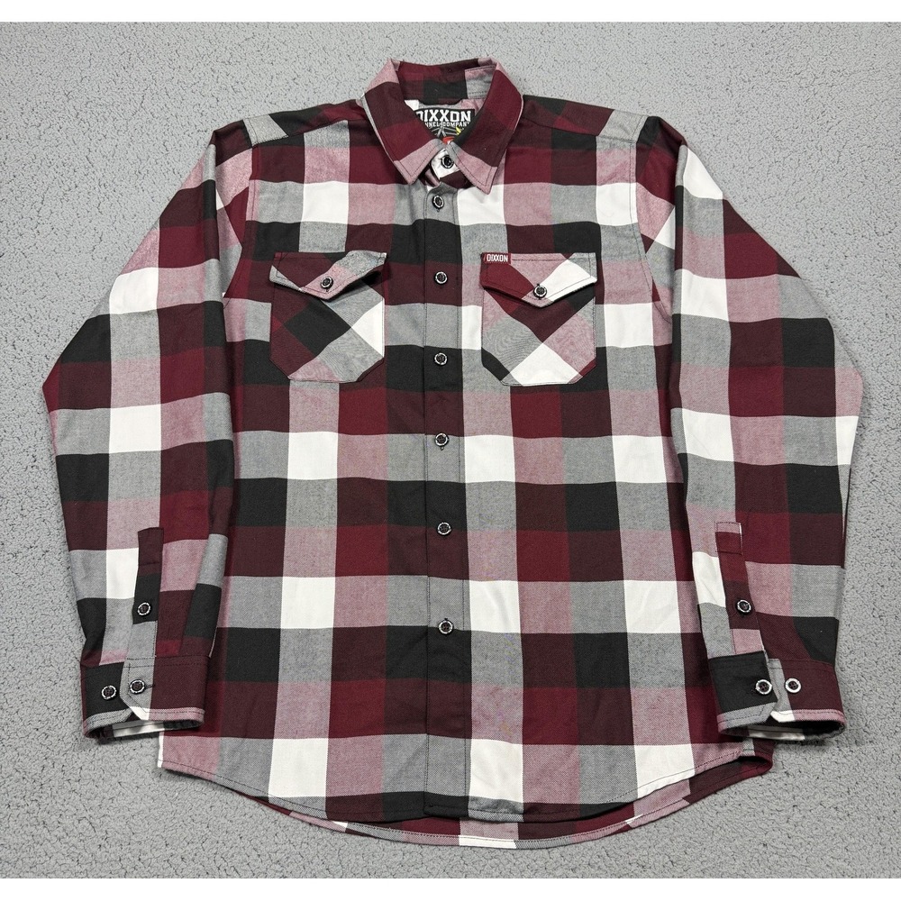 Dixxon Southpaw Shirt Mens M Multicolor Plaid Longโ Sleeve Snap Front Flannel